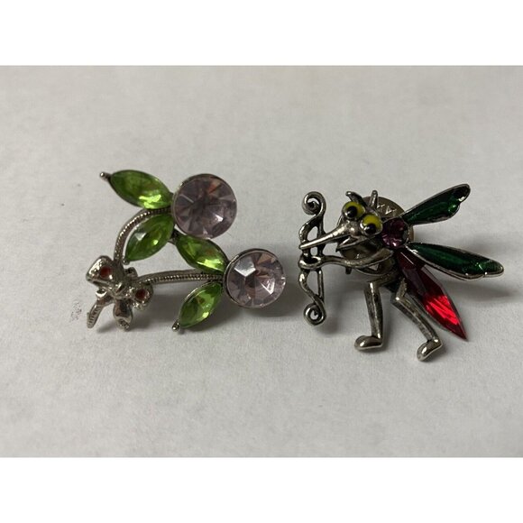 Unbranded Jewelry - Pin Scatterpin Mosquito With Bow Cupid & Cherry Jewelry Fruit Theme Rhinestones